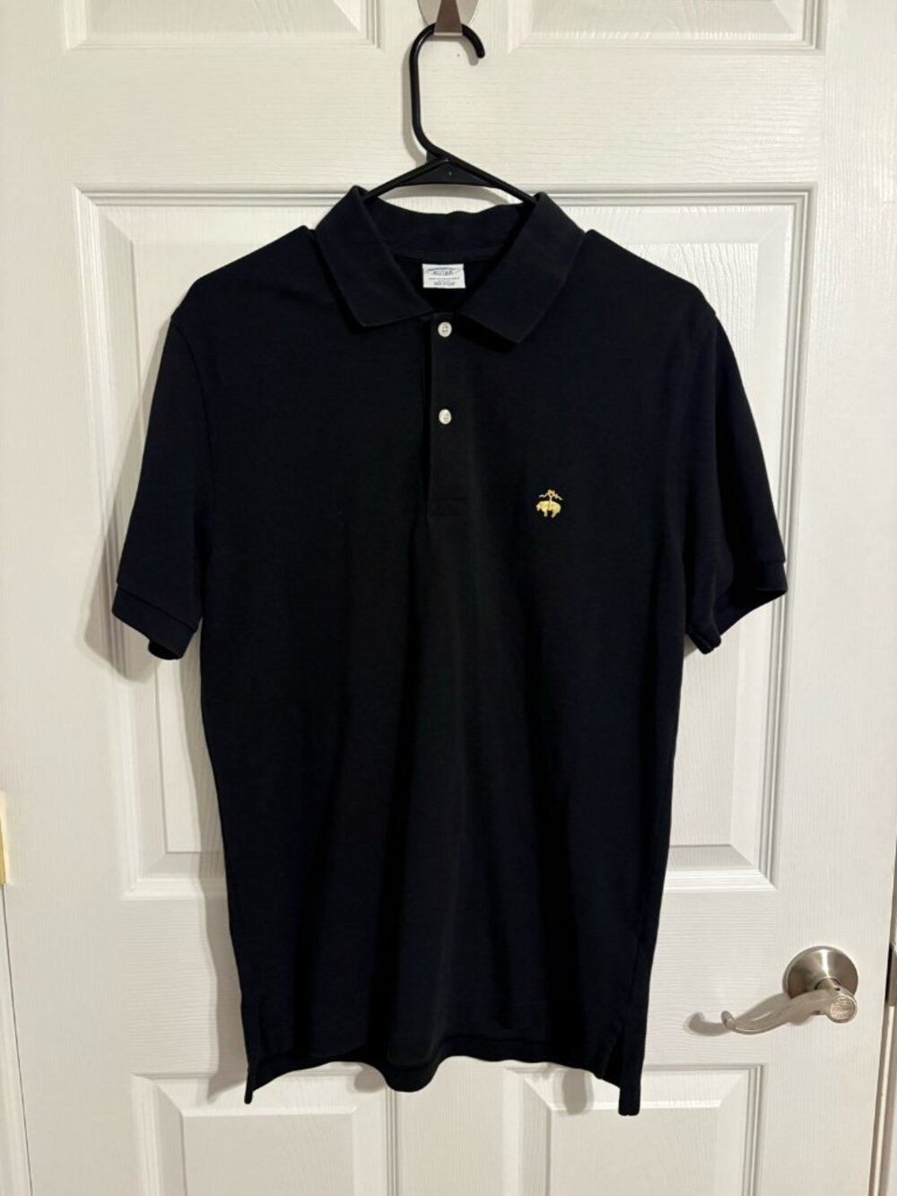 Brooks Brothers Performance Polo Shirt Mens M Slim Fit Black Golden Fleece Logo